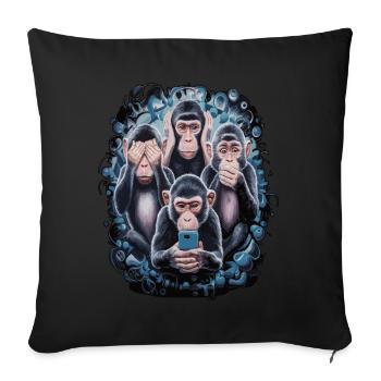Wise Monkey With Mobile Phone Funny Multi Media Design - Sofa pillowcase 17,3'' x 17,3'' (45 x 45 cm) - black - Front
