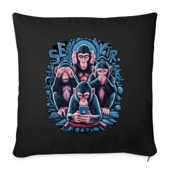 Wise Monkey With Mobile Phone Funny Multi Media Design - Sofa pillowcase 17,3'' x 17,3'' (45 x 45 cm) - black - Front
