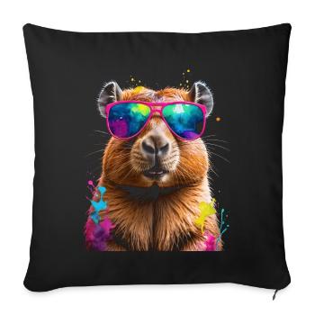 Lunettes de soleil Capybara Capy Colorful Animal Design Print - Housse de coussin décorative 45 x 45 cm - noir - Devant
