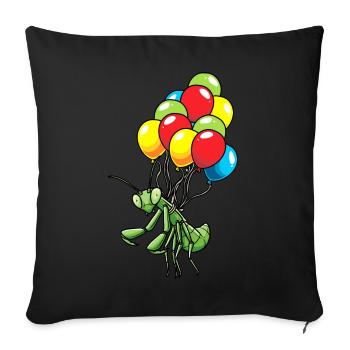 Praying mantis hanging from balloons - Sofa pillowcase 17,3'' x 17,3'' (45 x 45 cm) - black - Front