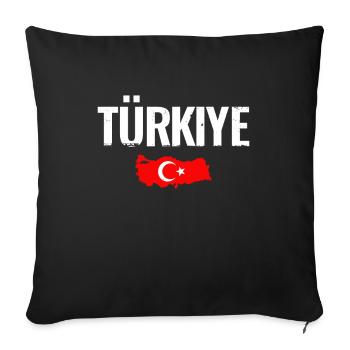 Türkiye Vintage Map Turkey Turkish Flag - Sofa pillowcase 17,3'' x 17,3'' (45 x 45 cm) - black - Front