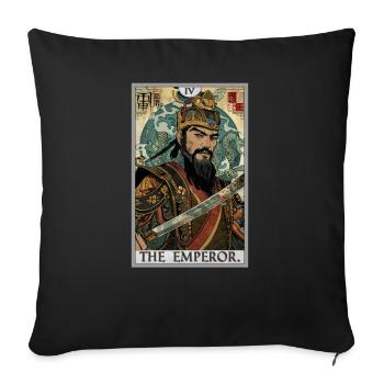 Carte de tarot L’Empereur Le Souverain - Housse de coussin décorative 45 x 45 cm - noir - Devant