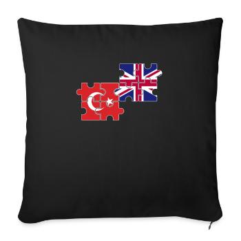 Turquie Royaume-Uni Drapeau Turc Britannique - Housse de coussin décorative 45 x 45 cm - noir - Devant