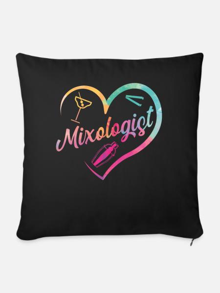 Bartender Mixologist Heart - Sofakissenbezug 45 x 45 cm - Schwarz