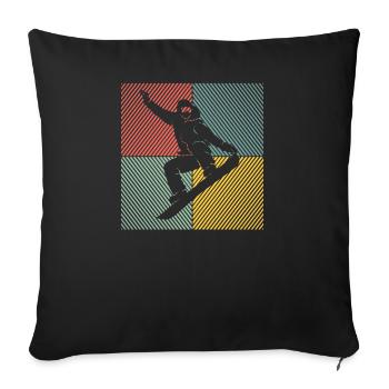 Snowboard Snowboard Remontée mécanique Vintage Snowboarder - Housse de coussin décorative 45 x 45 cm - noir - Devant