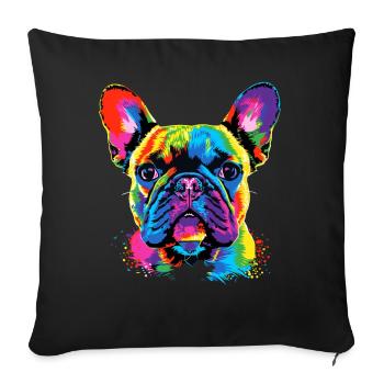 French Bulldog Colorful Colors Pop Art Great Dane - Sofa pillowcase 17,3'' x 17,3'' (45 x 45 cm) - black - Front