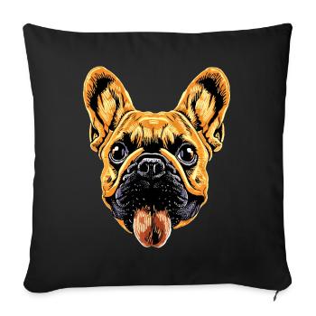 Bouledogue français motif chien bouledogues dogue allemand - Housse de coussin décorative 45 x 45 cm - noir - Devant