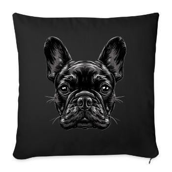 Bouledogue français motif chien bouledogues dogue allemand - Housse de coussin décorative 45 x 45 cm - noir - Devant
