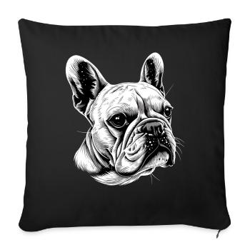 Bouledogue français motif chien bouledogues dogue allemand - Housse de coussin décorative 45 x 45 cm - noir - Devant