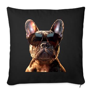 Bouledogue français motif chien bouledogues dogue allemand - Housse de coussin décorative 45 x 45 cm - noir - Devant