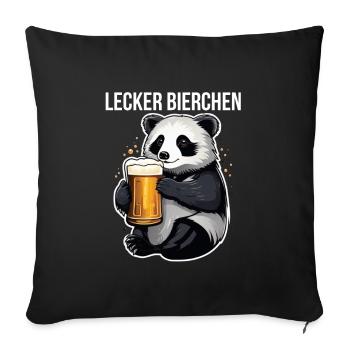 Lecker Bierchen Meme Panda - Sofakissenbezug 45 x 45 cm - Schwarz - Vorne