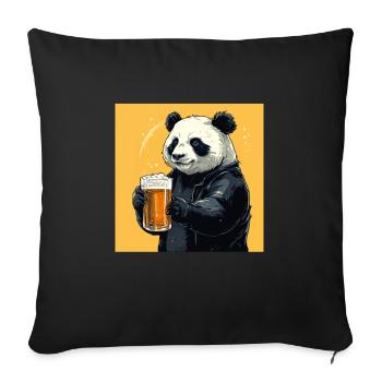 Panda with Beer Yummy Beer Beer Meme - Sofa pillowcase 17,3'' x 17,3'' (45 x 45 cm) - black - Front