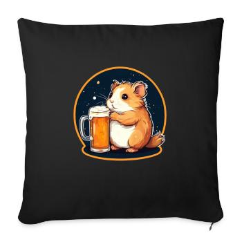 Hamster with Beer Yummy Beer Beer Meme - Sofa pillowcase 17,3'' x 17,3'' (45 x 45 cm) - black - Front