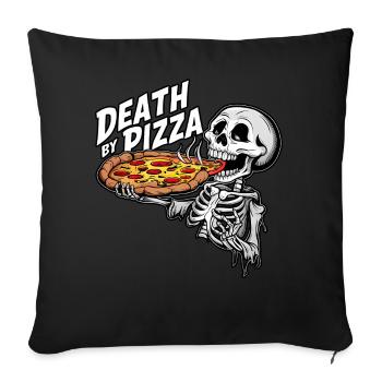 Humorous Skeleton Eating Pizza Funny Graphic - Sofa pillowcase 17,3'' x 17,3'' (45 x 45 cm) - black - Front
