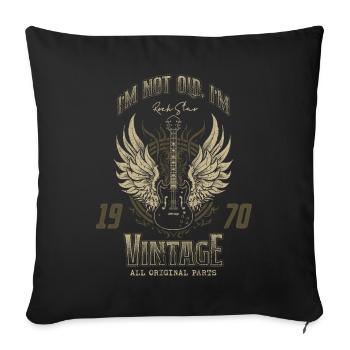 Ich bin nicht alt, ich bin Vintage-Retro-Gitarrist von 1970 - Sofakissenbezug 45 x 45 cm - Schwarz - Vorne