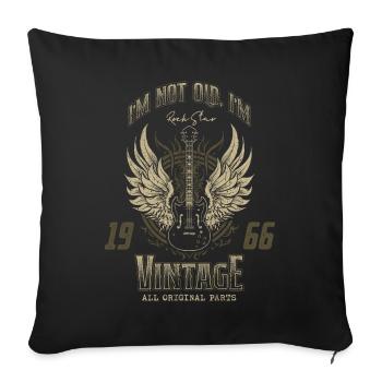 Ich bin nicht alt, ich bin Vintage Retro 1966 Gitarrist - Sofakissenbezug 45 x 45 cm - Schwarz - Vorne