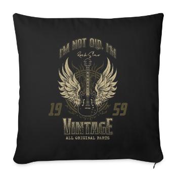 Ich bin nicht alt, ich bin Vintage Retro 1959 Gitarrist - Sofakissenbezug 45 x 45 cm - Schwarz - Vorne