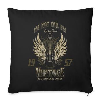 Ich bin nicht alt, ich bin Vintage Retro 1957 Gitarrist - Sofakissenbezug 45 x 45 cm - Schwarz - Vorne