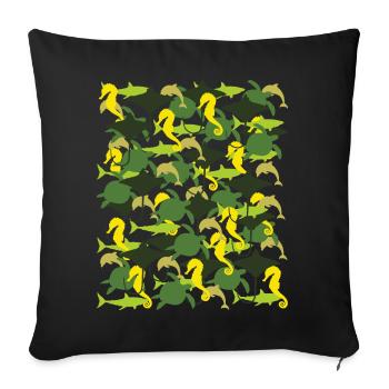Ocean Camouflage – Meeresleben im Tarnstil - Sofakissenbezug 45 x 45 cm - Schwarz - Vorne