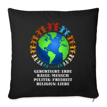 Nice "against racism" Refugees Welcome - Sofa pillowcase 17,3'' x 17,3'' (45 x 45 cm) - black - Front