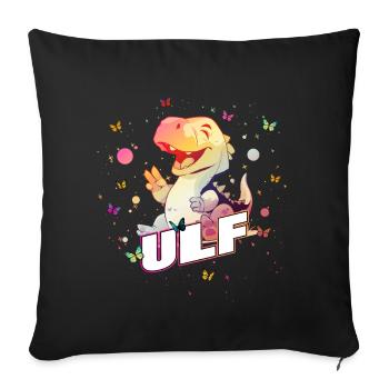 ULF - Beautiful boy name with cute DINO T-REX - Sofa pillowcase 17,3'' x 17,3'' (45 x 45 cm) - black - Front