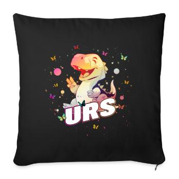 URS - Schöner Junge Name mit süßem DINO T-REX - Sofakissenbezug 45 x 45 cm - Schwarz - Vorne