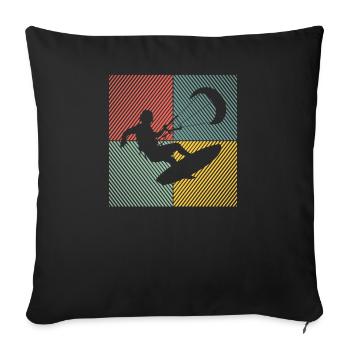Kitesurf Kiteboard Kitesurfing Kite Surf Board - Sofa pillowcase 17,3'' x 17,3'' (45 x 45 cm) - black - Front