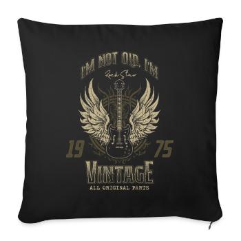 Ich bin nicht alt, ich bin Vintage Retro 1975 Gitarrist - Sofakissenbezug 45 x 45 cm - Schwarz - Vorne