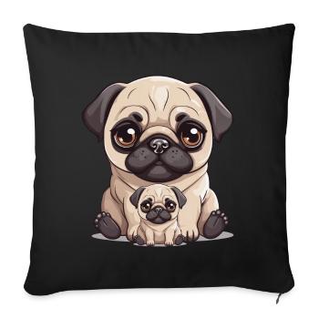 Pug Dog Dogs Mom Child Baby Dogs - Sofa pillowcase 17,3'' x 17,3'' (45 x 45 cm) - black - Front