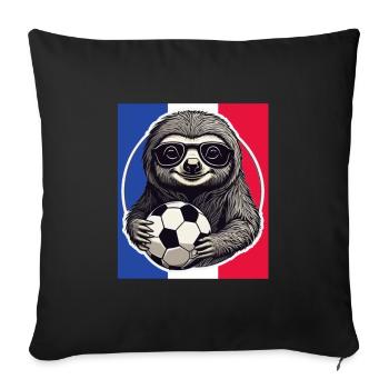 Fußball Fan Faultier mit Sonnenbrille Frankreich - Sofakissenbezug 45 x 45 cm - Schwarz - Vorne