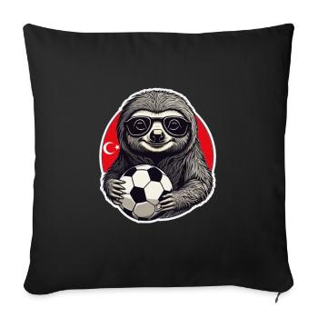 Football Fan Sloth with Sunglasses Turkey - Sofa pillowcase 17,3'' x 17,3'' (45 x 45 cm) - black - Front