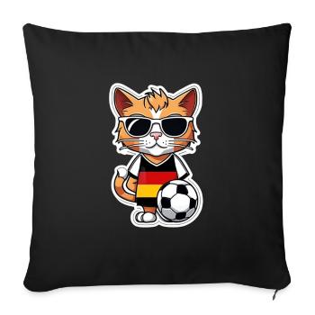 Football Cat Germany Fan Jersey - Sofa pillowcase 17,3'' x 17,3'' (45 x 45 cm) - black - Front
