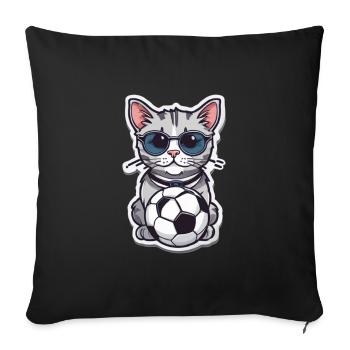 Soccer Cat Germany Fan Jersey Soccer Fan - Sofa pillowcase 17,3'' x 17,3'' (45 x 45 cm) - black - Front