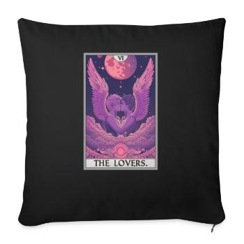 Tarot Cards Tarot Card The Lovers The Lovers - Sofa pillowcase 17,3'' x 17,3'' (45 x 45 cm) - black - Front