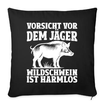 Jäger Jagd Jagdschein Jägerin Jagdbekleidung - Sofakissenbezug 45 x 45 cm - Schwarz - Vorne