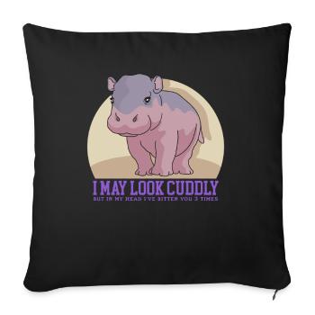 Hippopotame Bébé hippopotame Cadeau hippopotame - Housse de coussin décorative 45 x 45 cm - noir - Devant