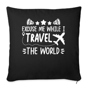 Excusez-moi pendant que je voyage dans le monde - Housse de coussin décorative 45 x 45 cm - noir - Devant