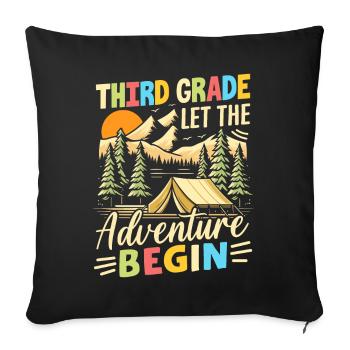 Third Grade Let The Adventure Begin - Sofa pillowcase 17,3'' x 17,3'' (45 x 45 cm) - black - Front