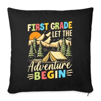 First Grade Let The Adventure Begin - Sofa pillowcase 17,3'' x 17,3'' (45 x 45 cm) - black - Front