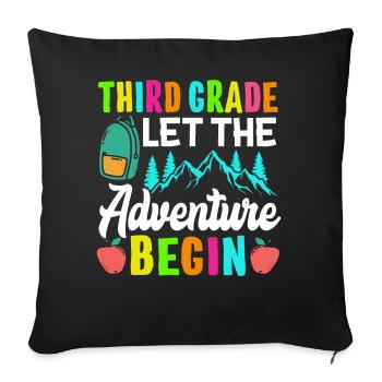 Third Grade Let The Adventure Begin - Sofa pillowcase 17,3'' x 17,3'' (45 x 45 cm) - black - Front
