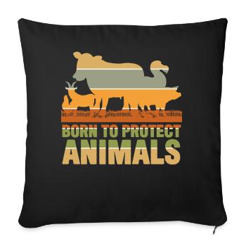 Animal Rights Vegan Retro Save Animals - Sofakissenbezug 45 x 45 cm - Schwarz - Vorne