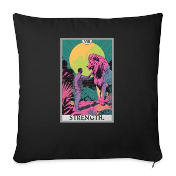 Tarotkarten Tarotkarte Strength Kraft - Sofakissenbezug 45 x 45 cm - Schwarz - Vorne