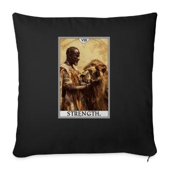 Tarotkarten Tarotkarte Strength Kraft - Sofakissenbezug 45 x 45 cm - Schwarz - Vorne