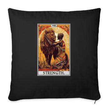 Tarotkarten Tarotkarte Strength Kraft - Sofakissenbezug 45 x 45 cm - Schwarz - Vorne