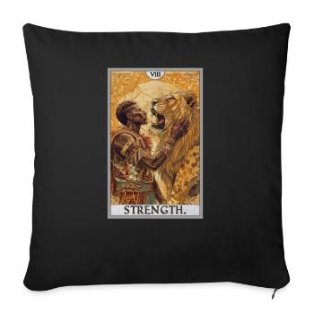Tarotkarten Tarotkarte Strength Kraft - Sofakissenbezug 45 x 45 cm - Schwarz - Vorne