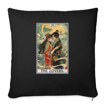 Tarot Cards Tarot Card The Lovers The Lovers - Sofa pillowcase 17,3'' x 17,3'' (45 x 45 cm) - black - Front