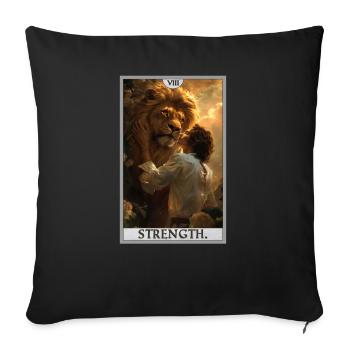 Tarotkarten Tarotkarte Strength Kraft - Sofakissenbezug 45 x 45 cm - Schwarz - Vorne