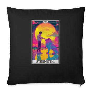 Tarotkarten Tarotkarte Strength Kraft - Sofakissenbezug 45 x 45 cm - Schwarz - Vorne