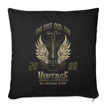 Ich bin nicht alt, ich bin Vintage Retro 2000 Gitarrist - Sofakissenbezug 45 x 45 cm - Schwarz - Vorne