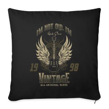 Ich bin nicht alt, ich bin Vintage Retro 1998 Gitarrist - Sofakissenbezug 45 x 45 cm - Schwarz - Vorne